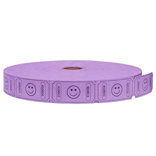 Savvylife 2200 Raffle Tickets, Smile, Purple, Single Roll, 1x2 Inch, Tickets for Classroom, Entry, Events and Arcade