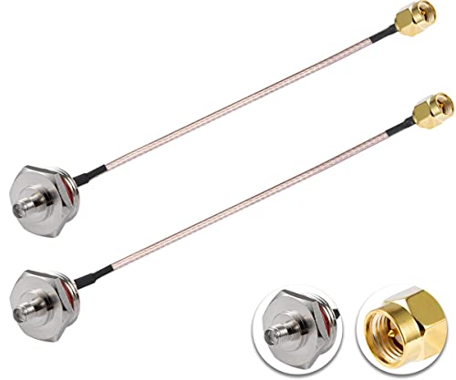 Vecys 2PCS SMA Cable SMA Male to Female Waterproof Box M20 6" /15CM RG316 RF Low Loss Coaxial Cable for Router Antenna Signal Enhancer Wireless Adapter