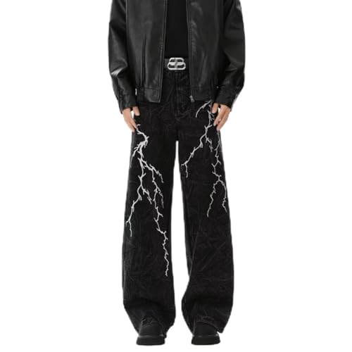 Mens Jeans Wide Leg Baggy Loose Fit Embroidered Trendy Y2K Going Out Denim Pants2