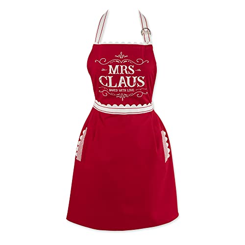 DII Tablier de cuisine de Noël pour femme - Taille adulte - Réglable avec de grandes poches - Taille unique - Mme Noël