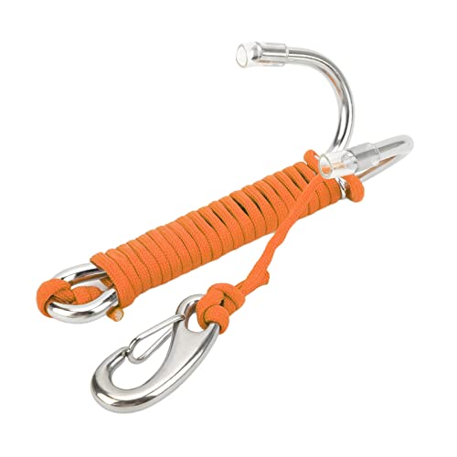 Gancho de buceo doble de acero inoxidable con cordon en espiral para seguridad