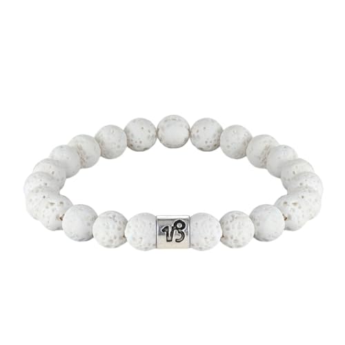 CECE&COLE Pulsera De Signos del Zodiaco,Pulseras De Moda De Lava Blanca De Piedra Natural,Pulsera De Cuentas Elásticas Tejidas A Mano para Hombres Y Mujeres,Capricornio,Ajustable