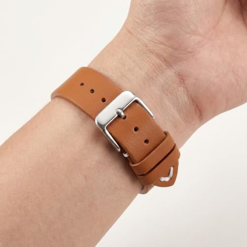 Image of OMAX 22mm Tan Genuine Leather Watch Strap Premium Watch Strap for Quick Release and Self Changeable
