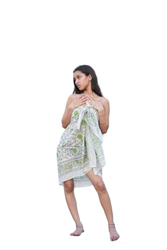 Block Printed Cotton Sarong – Indian Artisan Beach Wrap Nature-Inspired Sarong – Indian Block Print Beach Wrap Artisan Boho Cover-Up