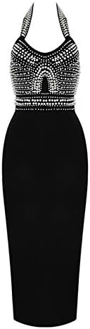 Elegant Beaded Halter Wedding Guest Dress Formal Evening Gowns Bandage Dress Bodycon Celebrity Club Party Dress - Image 4