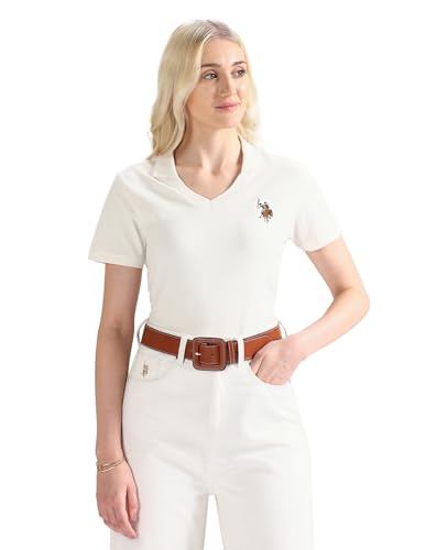 Image of U.S. POLO ASSN. Women Cotton Regular Fit T-Shirt (UWAW24PTS135 Off White, X-Small)