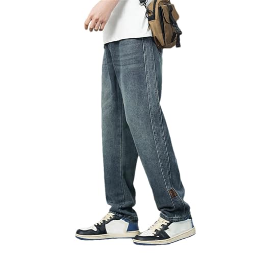 Men's Straight Leg Jeans Korean Retro Style Streetwear High Street Denim Trousers Casual Fit