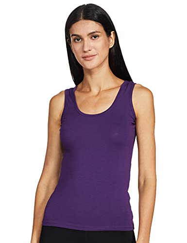 Image of Longies Women's Sleeveless Camisole (LWSLTPO2V001 Purple & Nimbu yellow17 S)
