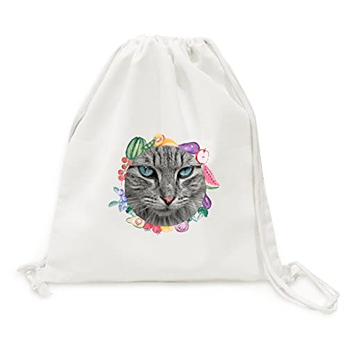 Sac en tissu pliable chat gris yeux bleus idée cadeau amoureux des animaux