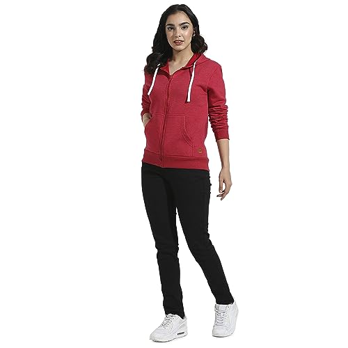 Image of PINACOLADA Women's Zip-Front Hoodie with Angled Open Pockets for Casual Wear | Hooded Neck | Long Sleeve | Zipper Closure | Cotton Sweatshirt Crafted with Comfort Fit for Everyday Wear