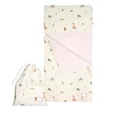 Schlafsack Kinder Kindergarten TOG 1.5 mit Klettverschluss und Beutel - Kinderschlafsack Indoor Leicht Weich für Kindertagestätte mit Kissentasche - Tiermotiv 140x70 cm (Safari)