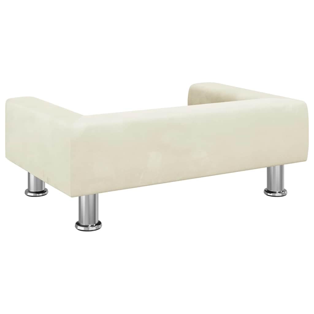 Cama para perros color crema, 70 x 45 x 26,5 cm, terciopelo de pino con patas de acero, diseño moderno, resistente y cómodo, para perros pequeños y medianos en el salón y el dormitorio