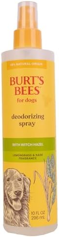 BURT'S BEES FOR PETS Deodorizing Spray for Dogs with Witch Hazel, Lemongrass & Sage, 99% Natural Origin Formula, Gentle Waterless Dry Dog Shampoo for All Dogs, 10 Fl Oz