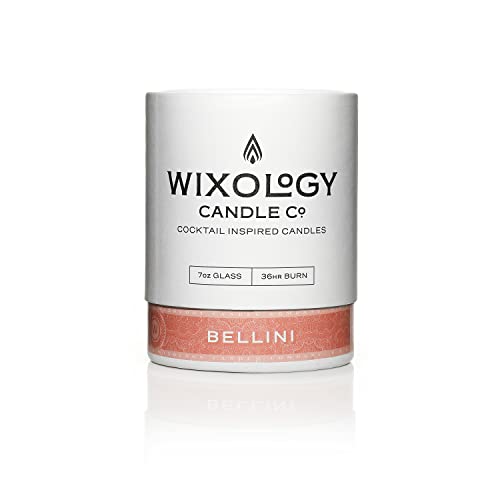 Wixology Cocktail Inspired Peach Bellini Soy Candle - Peach And Champagne Scented Candle In Reusable Rocks Glass - Made In Kentucky - 7 Oz #TOP2