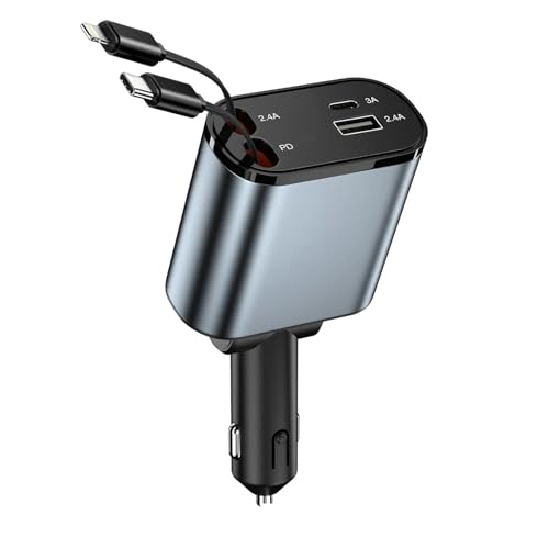 Cable de coche retráctil 4 en 1 para viajes ordenados con carga rápida