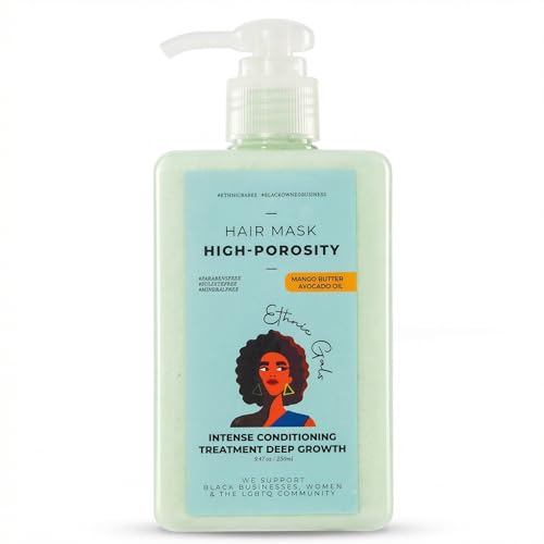 High Porosity Hair Mask - Intense Deep Conditioner for 4C, 4B, Curly & Coily Hair, Restores Moisture for Days, Frizz Control & Curl Definition, Mango Butter & Avocado Oil | Ethnic Gals