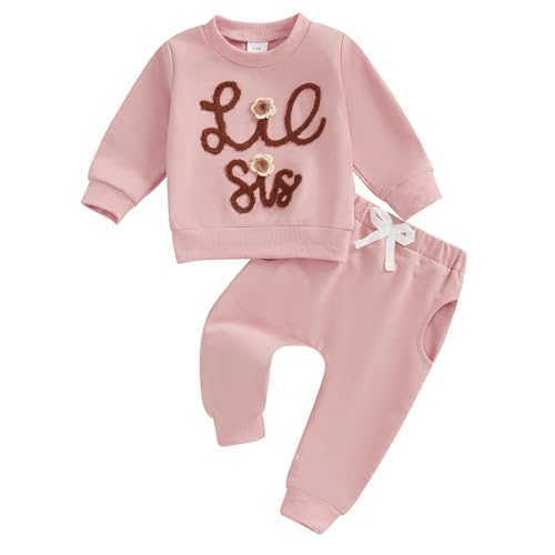 Toddler Infant Baby Girl Fall Winter Clothes Big Sister Little Sister Matching Outfits Sweatshirt Pants Set