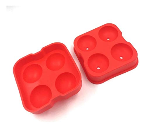 Forma Flexível De Silicone Para Gelo Com 4 Cavidades - Vermelho