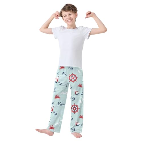 ZZXXB Sailboat Crab Boys Long Pants Soft Trousers Elastic Waist Kids Lounge Bottoms with Pockets S-XL2