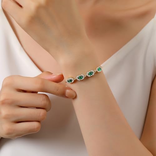 Birthstone Bracelets for Women, Gold Trendy Dainty Link Bracelet Jewelry Birthday Christmas Day Gifts for Women Girlfriend Friend Her Mom Wife2