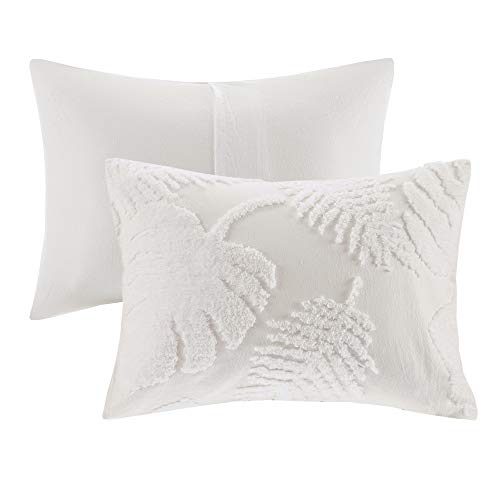 Madison Park Tufted Chenille Cotton Comforter All Season Bedding Set, Matching Shams, Full/Queen(90"x90"), Bahari, Coastal Palm Leaf Off White (MP10-6221) by Madison Park - Image 8