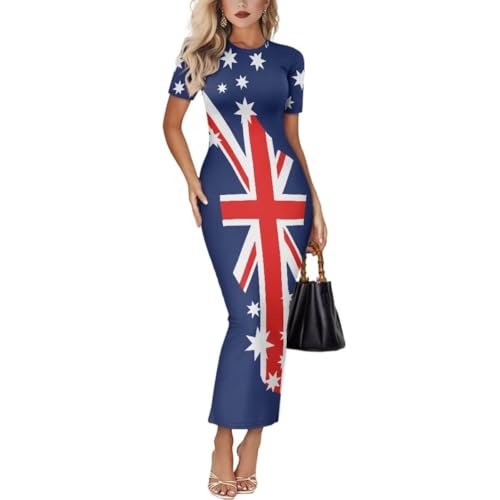 Image of Womens Short Sleeve Jamaican Flag Midi Bodycon Dress | Soft stretchy fabric,crew neck,jamaican print casual date night cocktail party, elegant chic, spring summer fall all season