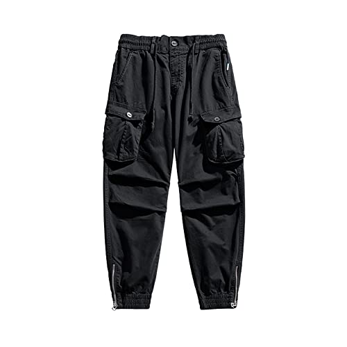 Slim Fit Cargo Pants for Men with Pockets Streetwear Boys Jogger Pants Trousers