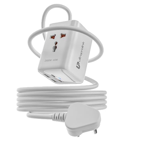 Image of UltraProlink 6 in1 Power Hub Surge Protector | 65W Fast Charging |6 Ports-2 Type-C (PD),2 USB-A & 2AC Sockets (2500W) | for Laptop, iPhone, Android, | Charges iPhone 50% in 30 mins