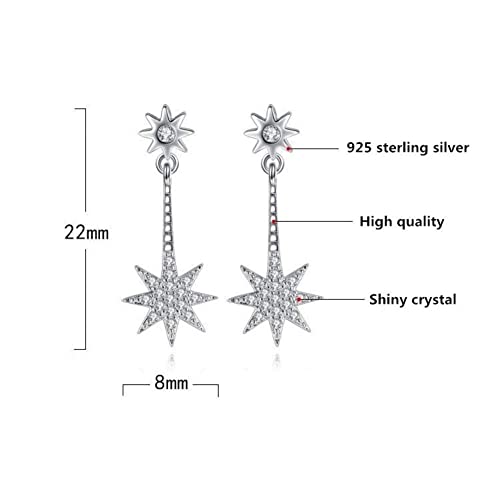 Pendientes de tuerca 925 de estrella con cristal para mujer 4