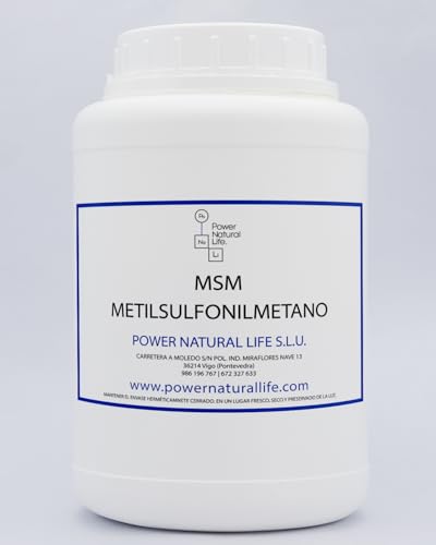 MSM en polvo 100% Puro Power Natural life | Metilsulfonilmetano Puro | Azufre Orgánico Grado Alimentario | Sin aditivos, no Añadidos | Envase de 1 kg