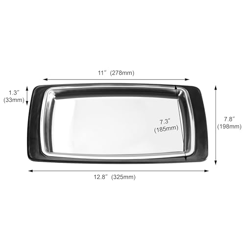 New Star Foodservice 26672 Rectangular Stainless Steel Sizzling Platter with Insulated Holder, 11" x 7.25", Black