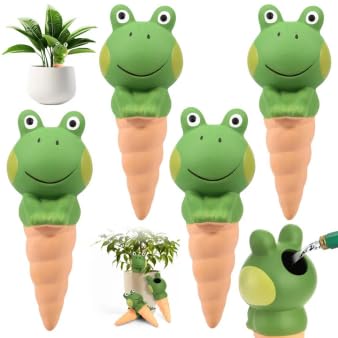 4 Pcs Terracotta Self Watering Spikes - Ceramic Frog Shaped Self Watering Devices Self Watering Plant Spikes Automatic Plant Waterer Globes Plant Watering Devices for Outdoor Balcony Dormitory