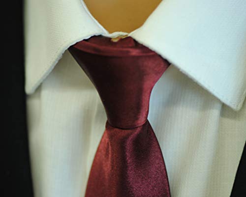 FOMANN Mens Clip on Ties Solid Uniform Clip-on Neck Ties for Police and Security Pullaway Clip Ties (Burgundy) - Thumbnail 4