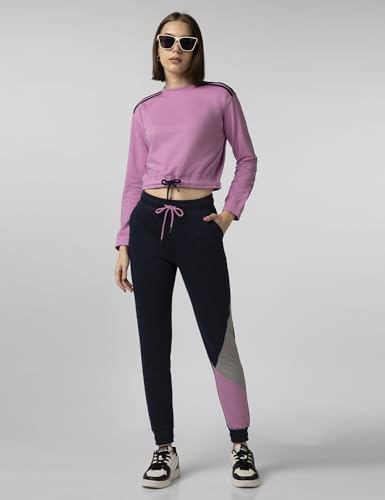 Image of FYLTR Women's Terry Crop Top - Full Sleeve | Elasticated Waist & Cuff | Boxy Fit | Stripe Detailing | Tops for Women Western | Women t Shirt