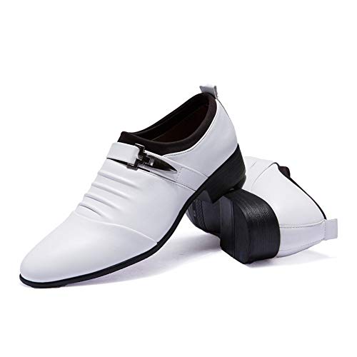 Dress Oxford for Men Slip On Cap Toe Pleated PU Leather Rubber Sole Low Top Non Slip Block Heel Casual3
