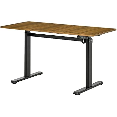 Vinsetto elektrisches Schreibtisch Tischgestell mit Motor Computertisch höhenverstellbar Stehschreibtisch Bürotisch Schreibtischständer Aluminium Braun+Schwarz 140 x 66 x 72-122 cm Cover