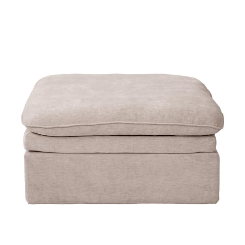 Image of WJShome Modular Ottoman Seater, Deep Seat Footstool with Water-Resistant & Stain-Resistant Fabric, Removable Washable Covers,Modern Footrest for Living Room, Apartment, Khaki