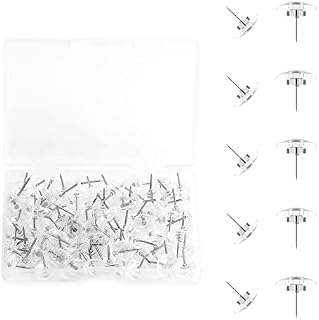AIEX 100pcs 12mm / 0.5inch Push Pins, Small Plastic Pushpins Thumb Tacks with Stainless Steel Point Decorative Thumb Tacks for Cork Board Bulletin Board (Transparent)