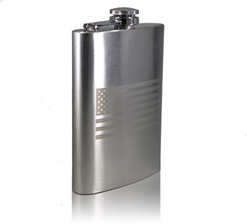OUTZIE American Flag Flask for Spirits | 18/8 304 Stainless Steel | Leak