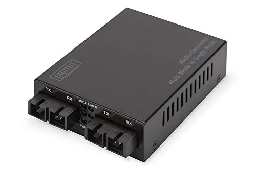 Convertisseur de média fibre optique DIGITUS commutateur Gbit Ethernet SC à SC monomode noir