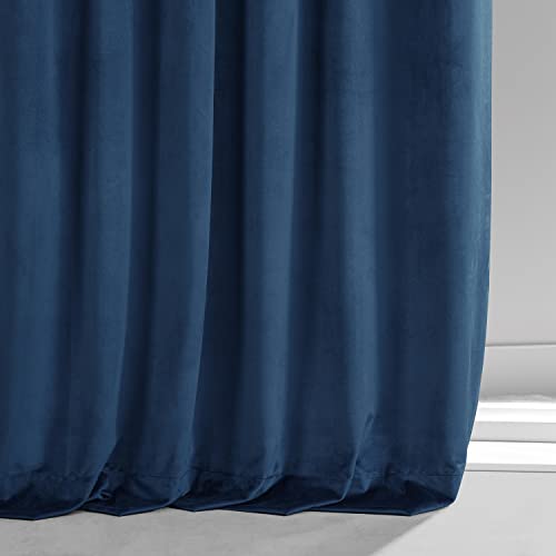 Image of HPD Half Price Drapes Signature Plush Velvet Blackout Curtains for Bedroom (1 Panel), 50W X 84L Hotel Black Out Curtains for Living Room, Thermal Insulated Blackout Curtains, Dreamland Blue