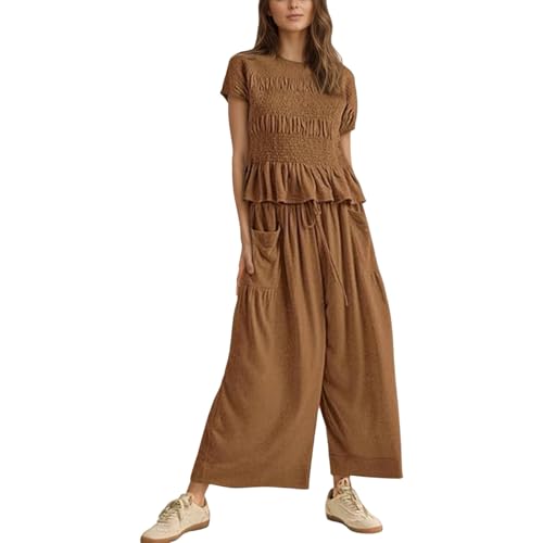 Ensemble en mousseline pour femme coupe premium pantalon large fluide et haut chic