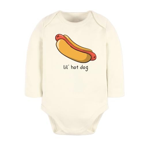 MangoHouse Lil Hot Dog Baby Bodysuit Toddler and Kids T-Shirt Funny Hot Dog Outfit for Boys and Girl Birthday Outfit
