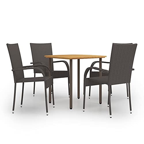Gecheer - Juego de comedor de jardín (5 piezas, resina trenzada, color marrón, salón al aire libre, mesa y sillas, 4 personas, conjunto de muebles al aire libre, muebles de cena para balcón