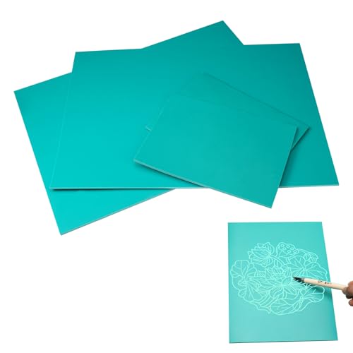 4 Pezzi Foglio di Gomma per Incisione, Linoleum per Incisione in PVC con Buona Flessibilità, Superficie Liscia e Morbida Stampa Linoleum per Progetti di Incisione, Stampaggio, Stampa (2 A4 + 2 A6)