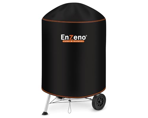 Enzeno Kugelgrill Abdeckung Grillabdeckung Wetterfest Grill Abdeckhaube Rund Gasgrill Wasserdicht Staubdicht Schutzhülle Haube Abdeckplane Reißfest BBQ Cover 77 x 90cm