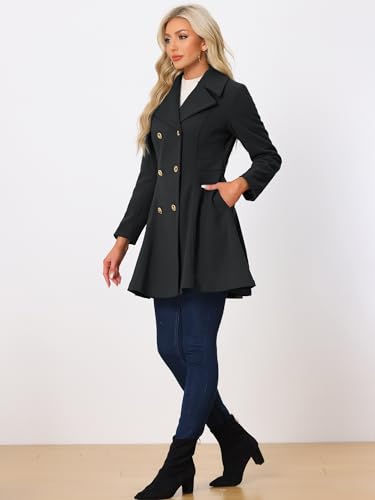 Allegra K Fall Coats for Women 2025 A-Line Double Breasted Lapel Collar Long Winter Pea Coat4