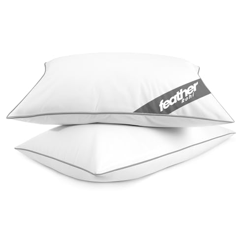 Rohi Pair of Supreme Duck Feather & Down Soft Pillows – Hypoallergenic & Down Proof – 2 Pack Standard 100% Ultimate Feather Pillow – Pure Cotton Cover 230 TC – Duck Down Pillow (75cmx50cm)