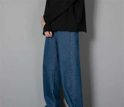 Men Wide Leg Jeans Korean Casual Straight Denim Pants Solid Color High Waist Loose Trousers3
