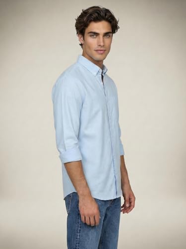 Image of Urbano Fashion Men's Cotton Full Sleeve Regular Fit Solid Oxford Shirt with Button-Down Collar
